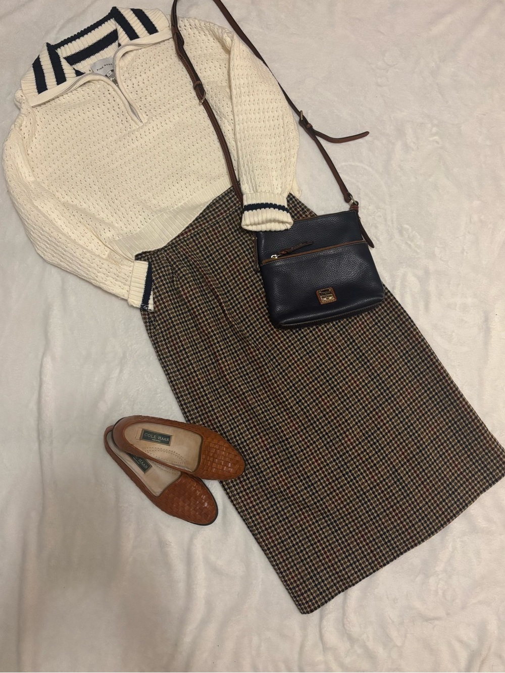 Vintage Pendleton 100% Virgin Wool Plaid Houndstooth Midi Skirt Petite 8 USA - Picture 10 of 11